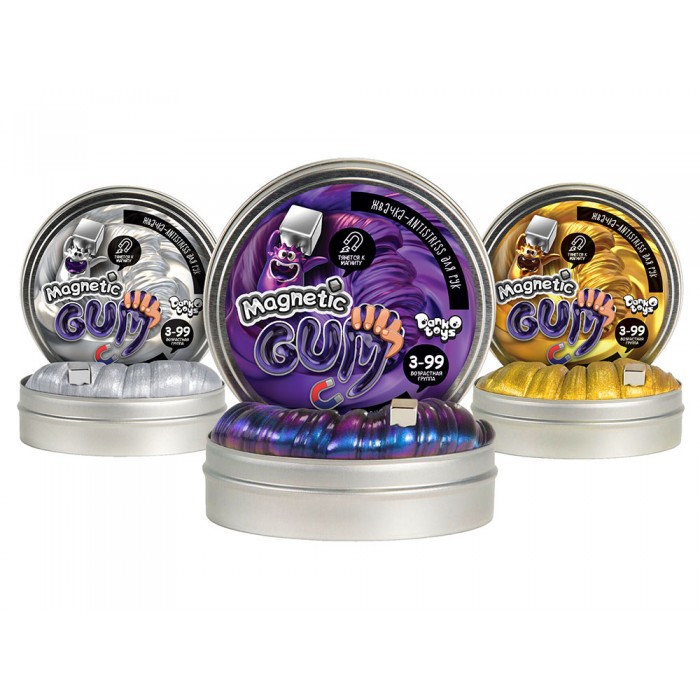 Жвачка для рук "Magnetic Gum", золото, укр., в банке 7*3см (12шт)