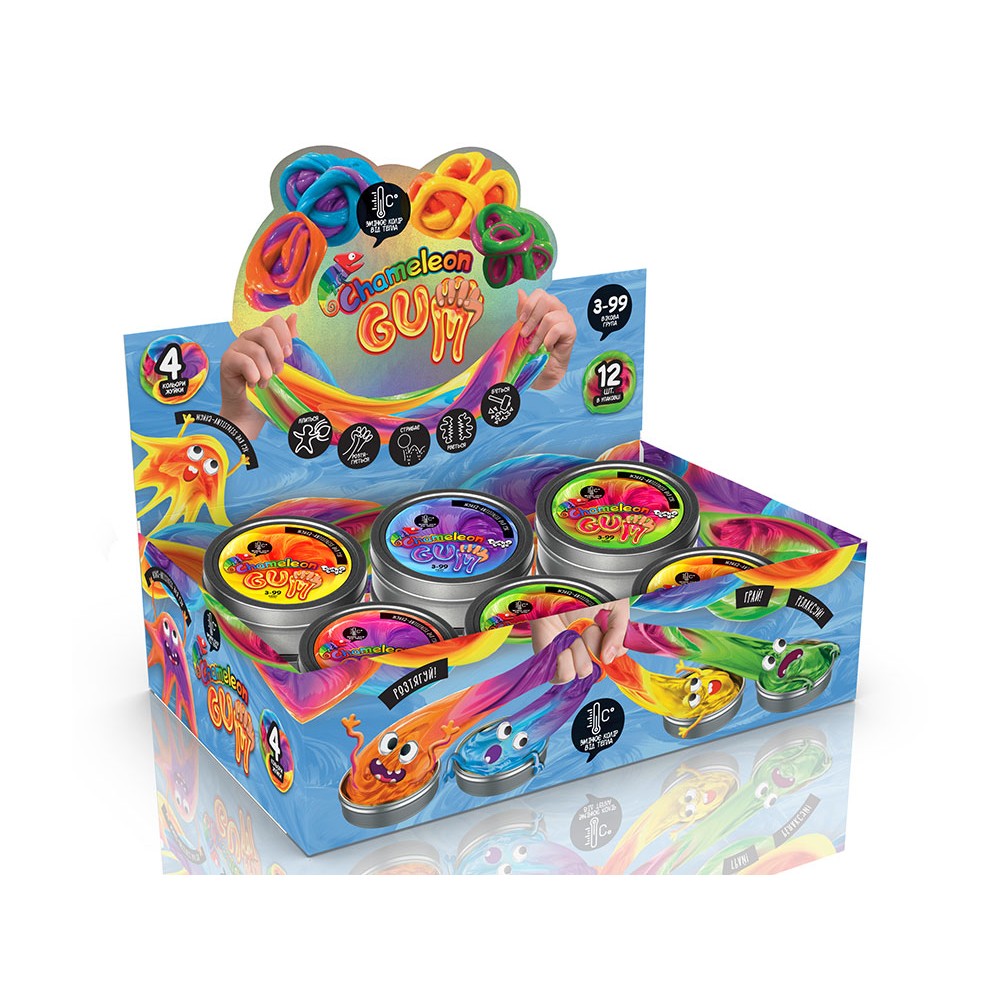 Жвачка для рук "Chameleon Gum", бирюзовый, укр., в банке 7*3см (12шт)