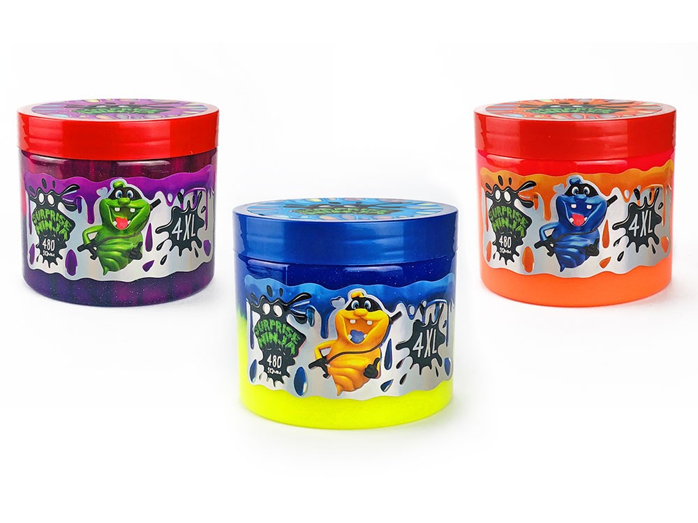 Слайм лизун "Surprise Ninija", 4 XL укр., 480гр., у банку 8*9см (12шт)