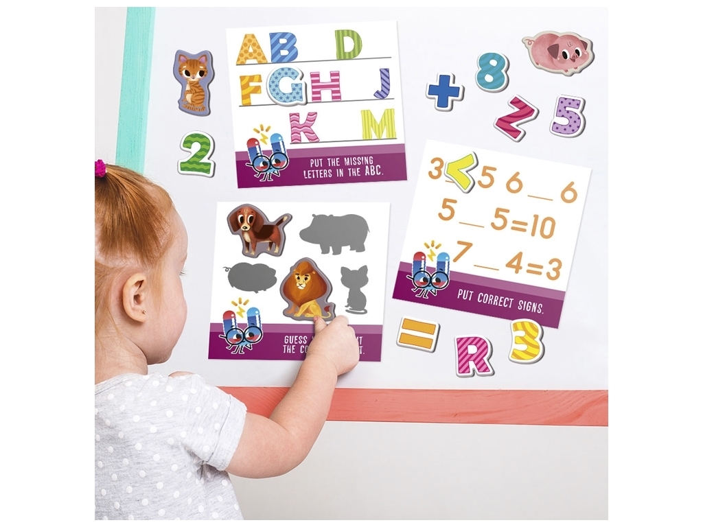 Набор магнитов "Буквы и цифры" 80шт+10обуч. карточек, анг.язык, в кор. 20*20*4см Украина, Magdum