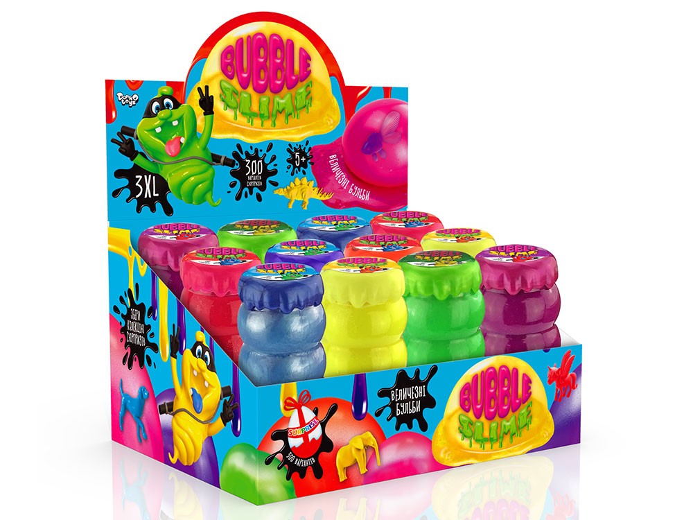 Слайм лизун Bubble Slime, у банку 6,3*14,5см (12шт)