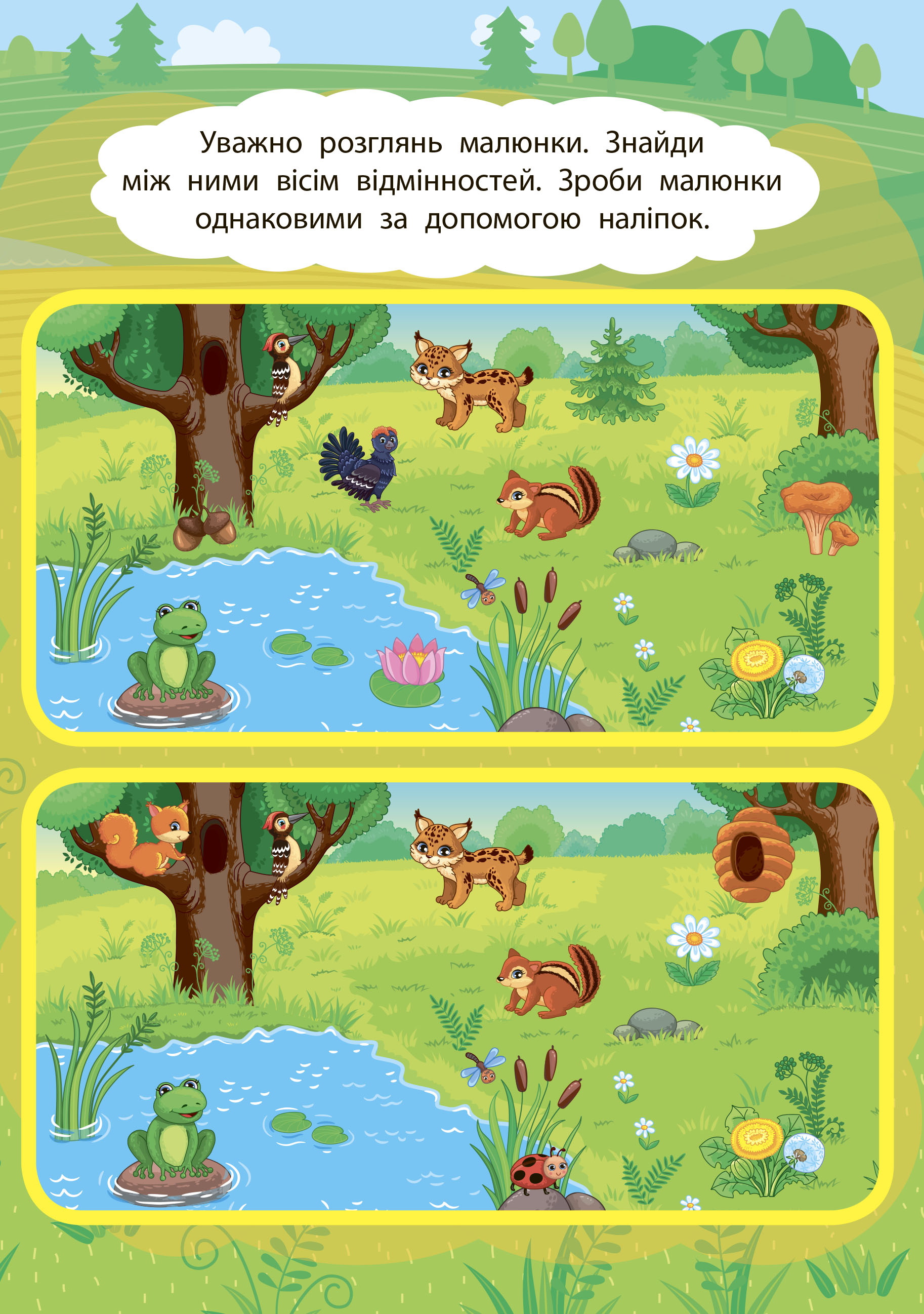 Книга "2 метри завдань. Пам’ять та увага. Лісова прогулянка", 22,5*22,5см, Украина, ТМ УЛА