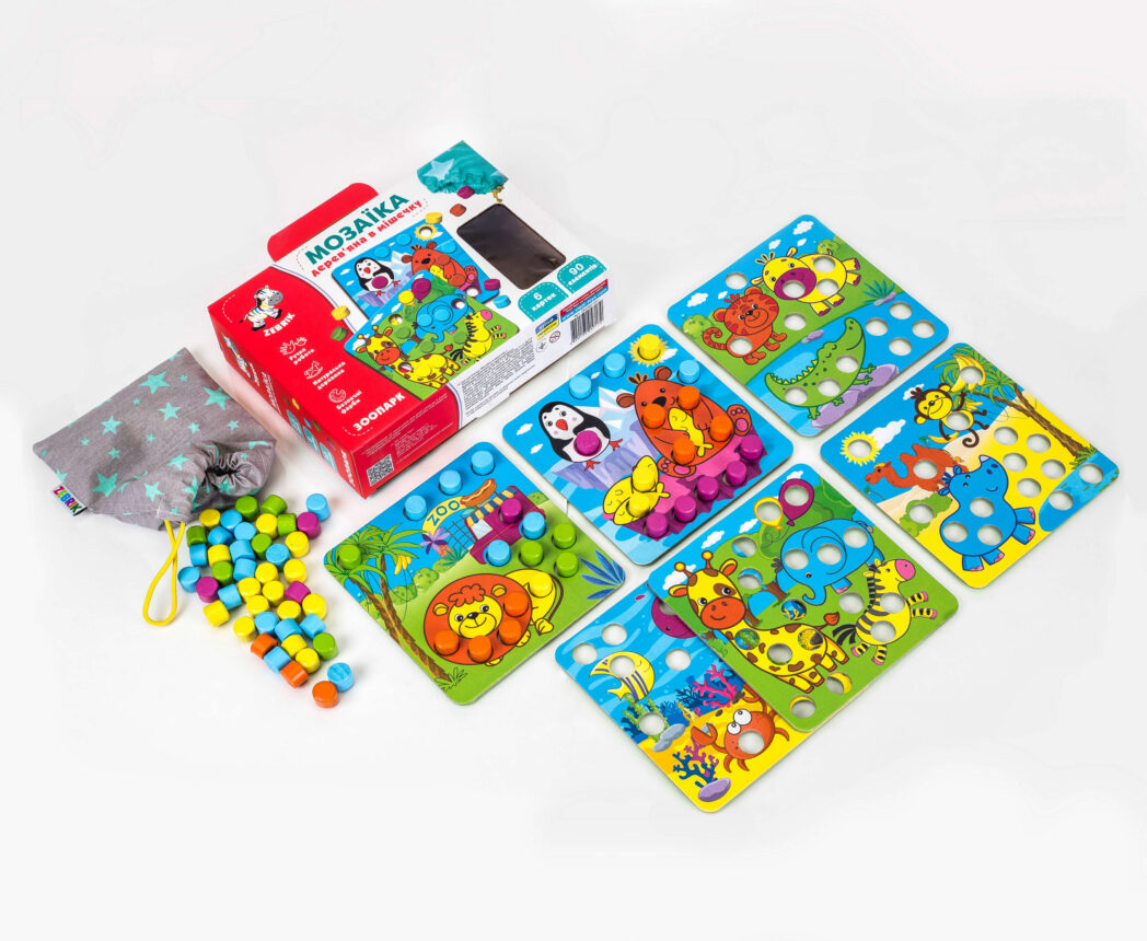 Мозаїка дерев'яна "Зоопарк", в кор. 24*6*18см, ТМ Vladi Toys, Україна (6шт)