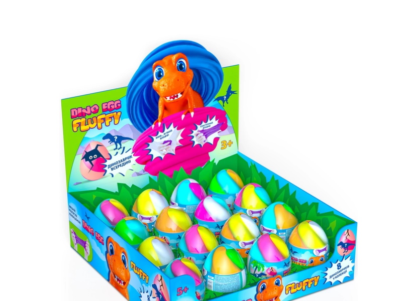 Флаффи-лизун в яйце DINO EGG с динозавриком 140мл, в яйце 10*5см (16шт)
