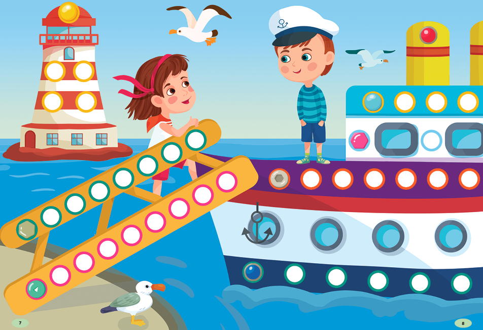 Книга "Наліпки-майструвалки. Гаєчки й кнопочки", 176 наклейок, 10 сторінок, 17*22,5см, Україна, ТМ УЛА